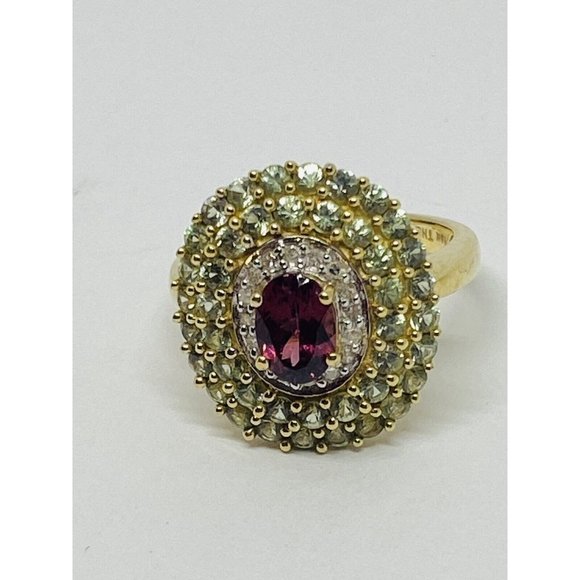 Stunning Multi Stone Diamond 14 K Gold Oval Design Sz 7 Ring THL SAMUEL AARON - Picture 2 of 6